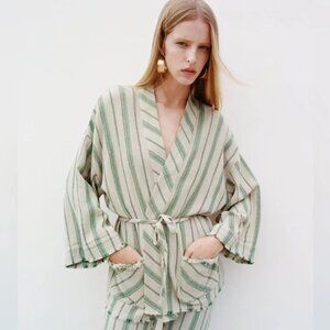 NWT Zara Woman The Beth Rustic Kimono Jacket Sz L